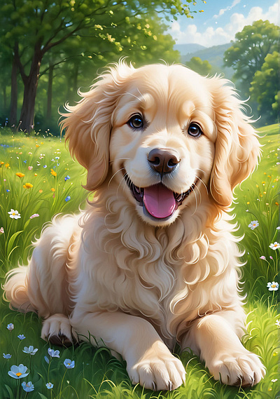 Illustration of a cute dog design illustration ui