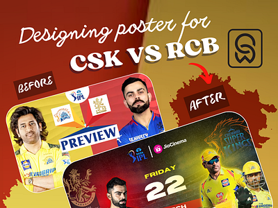 CSK VS RCB - Match Poster Design banner design graphic design poster socialmediapost