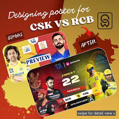 CSK VS RCB - Match Poster Design banner design graphic design poster socialmediapost