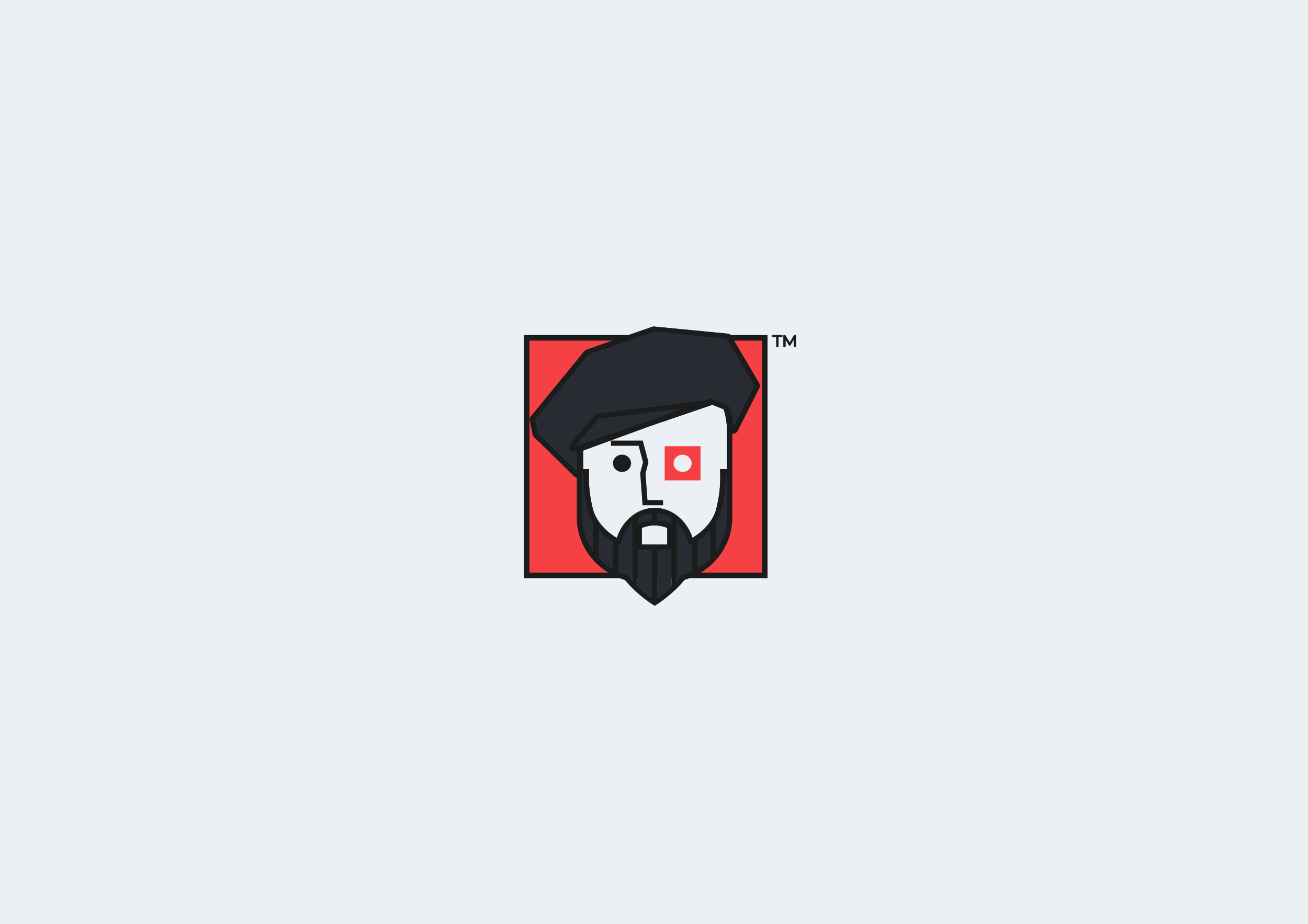 Logo | Cédric Poquelin© beard logo brand brand identity branding design eyes logo face logo graphic design graphic identity logo minimalist logo red logo vector