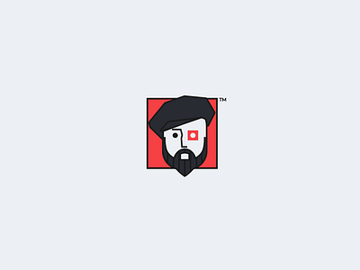 Logo | Cédric Poquelin© beard logo brand brand identity branding design eyes logo face logo graphic design graphic identity logo minimalist logo red logo vector