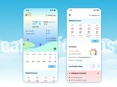 Weather Forecast - Mobile App Design figma graphic design ios ios design ui weather forecast