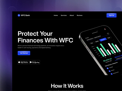 Finance Mobile App Promotional Landing Page banking clean finance financeiro investing investingtips landingpages minimal mobile banking mobileapp mobileappdesign mobileappdevelopment modern online banking stocks uidesign uiux uxdesign wealth websites