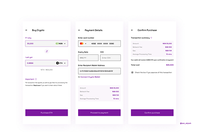 Crypto On-Ramp crypto product design ui design wallet