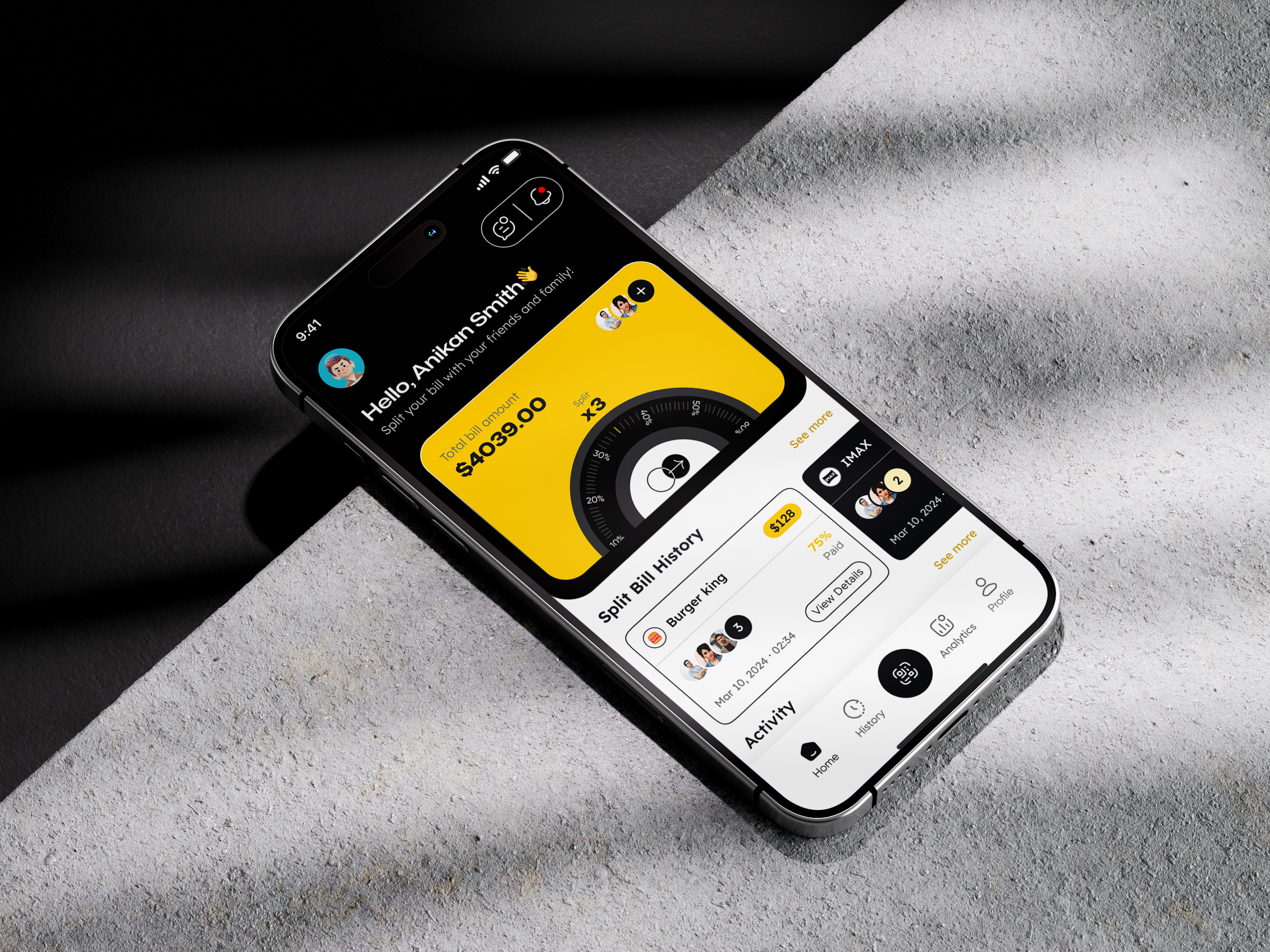 Bill Split App app app design bill split branding daily planner design fintech fintech app graphic design layout listing logo mobile design morden design split app ui uiux user interface wallet app