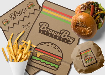 Brown Bag Burgers - Menu Design branding illustration logo menu menu design typography