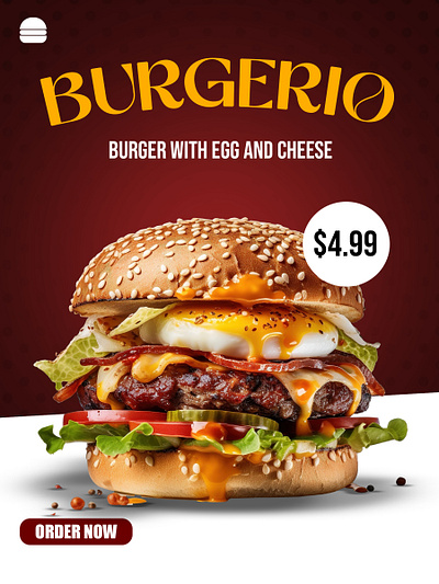 BURGERIO | Burger with egg and cheese branding graphic design