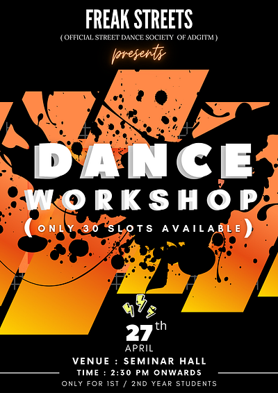 Dance Workshop Poster banner branding dance dance society dance worshop design graphic design illustration poster ui