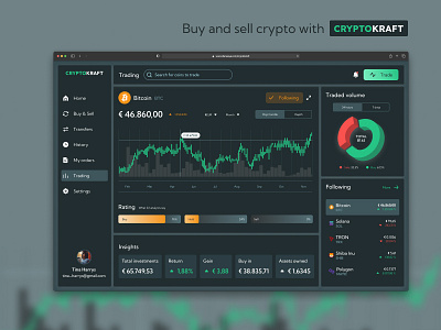 Kryptokraft.xyz cryptocurrency motion graphics saas trading ui user interface
