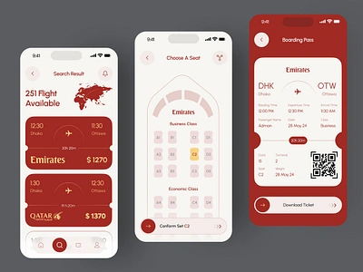 Flight Booking App air air tickets airport app design boarding boarding pass book booking booking app booking flight flight flights app minimal mobile app modern online booking plane ticket app tickets app uiux