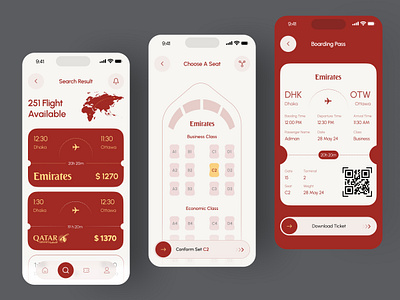 Flight Booking App air air tickets airport app design boarding boarding pass book booking booking app booking flight flight flights app minimal mobile app modern online booking plane ticket app tickets app uiux