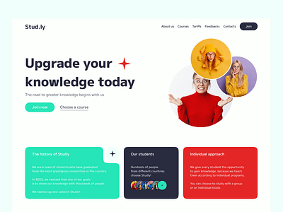 Stud.ly — landing page (education) clear design education landing like school site ui ux web white