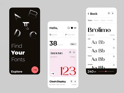 UI Exploration: Fonts App ui