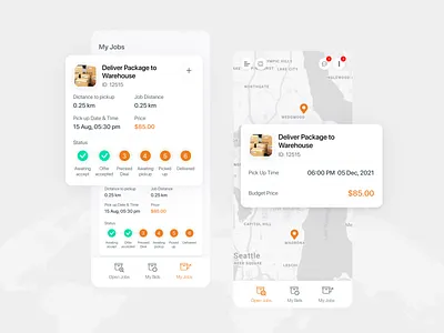 Delivery App UX Design | Minimal app delivery design graphic design grey illustration minimal mobile orange typography ui ux vector white