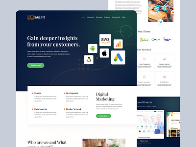 IT agency landing page UX design agency brand identity branding design graphic design home page illustration it landing page logo sales typography ui ux vector