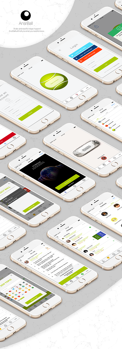 AnsrBall Mobile App UI Design magic ball mobile app ui