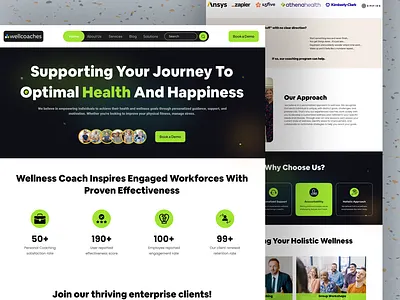 wellcoaches - Wellness Coaches Landing Page body web clean mental coach template design design hero editable template graphicdesign health relax landing meditation smeditation social media trends uiux visual design web web page website wellness coach wellness industry