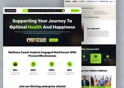 wellcoaches - Wellness Coaches Landing Page body web clean mental coach template design design hero editable template graphicdesign health relax landing meditation smeditation social media trends uiux visual design web web page website wellness coach wellness industry