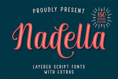 Nadella Layered Script Font beauty cute display fancy font fonts handlettering header headline layer layered layered style magazine poster sans script vintage