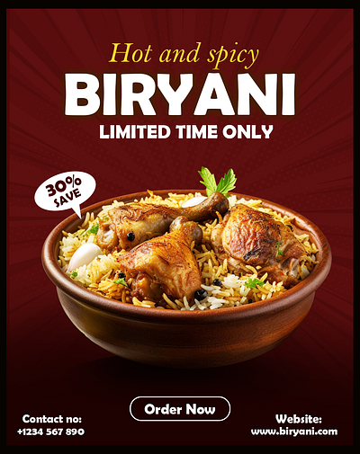 Biryani: Social Media Post Design advertising branding design food poster graphic design poster poster design social media post