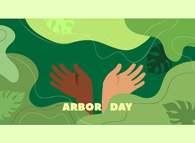 Arbor day arbor day design earth eco ecology graphic design green hand icon illustration minimal nature planet save vector