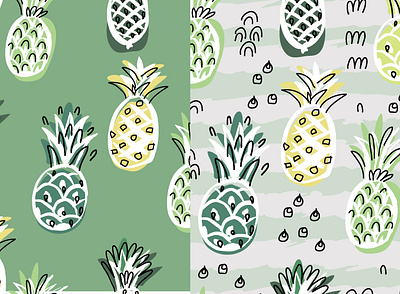 Funny green pineapples design doodles food fruits funny graphic design green illustration patterns pineaaple seamless pattern vector