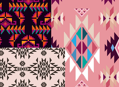 Collection primitive seamless patterns aztec design graphic design hand made havaho illustration indian art minimal patterns primitive seamless pattern surface design vector vintage