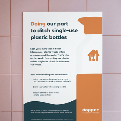 World Oceans Day with Dopper (office poster) bottle corporate comms creative dopper dtp graphic design office plastic ban poster poster design print sustainability vector world oceans day