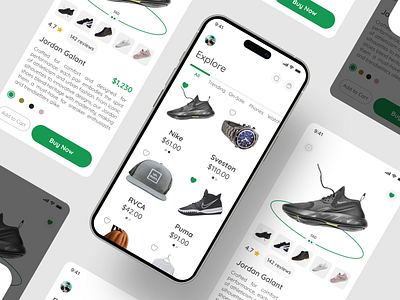 Ecommerce Homepage, Product description Screen Mobile UI ecommerce green homepage light theme product description uiux welldux