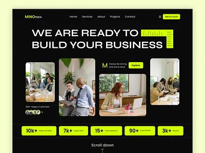 MinoTech - Digital Agency Website agency website clean company website creative agency creative website digital agency digital service graphic design landing page marketing agency minimal saas studio ui ui ui design uiux ux design website design