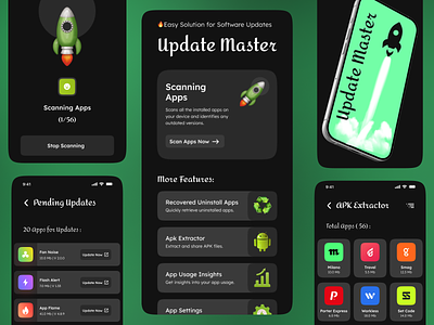 Update (Software) Master App - Dark Mode🔥 animation branding graphic design ui