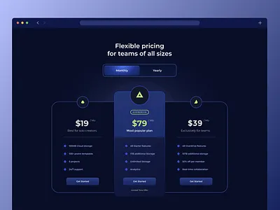 UI Design of pricing page branding graphic design pricing ui