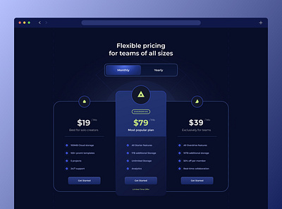 UI Design of pricing page branding graphic design pricing ui