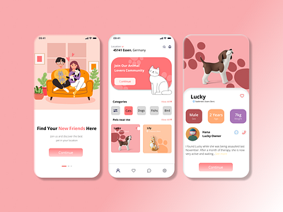 New Friend's ( Pet Application) Mobile Version app branding design graphic design illustration typography ui ux