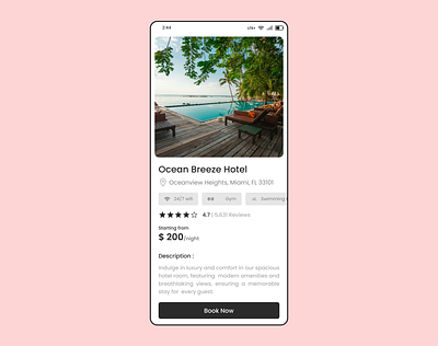 Day 67/100 Hotel or Vacation Rental Booking 100 day ui challange animation branding daily ui 67 dailyui67 design graphic design hotel booking app illustration logo rent ui ux vacation vector