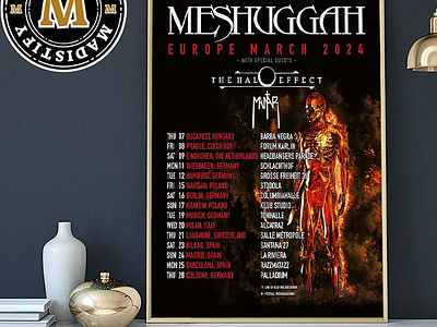 Meshuggah Europe March 2024 Tour Schedule Date List Home Decor P design poster