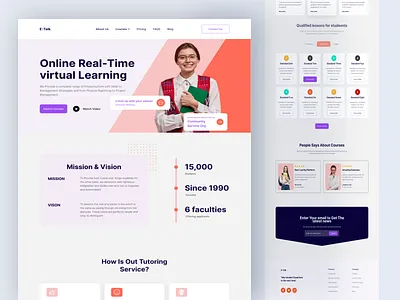 Education Landing Page courses design e learning edu education education platform elearning landing landing page learning app learning platform online education platform ui ux web web design