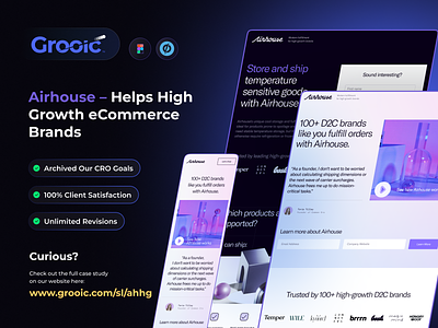 Airhouse – Helps High Growth eCommerce Brands branding conversion rate optimization cro design digitalmarketing ecommerce figma grooic illustration ui