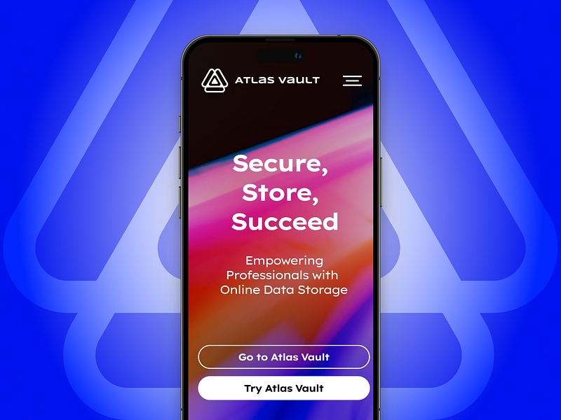 Atlas Vault : Secure, Store, Succeed app business cloud design digital drive file home landing logo marketing mobile page pro storage store ui ui design uiux ux