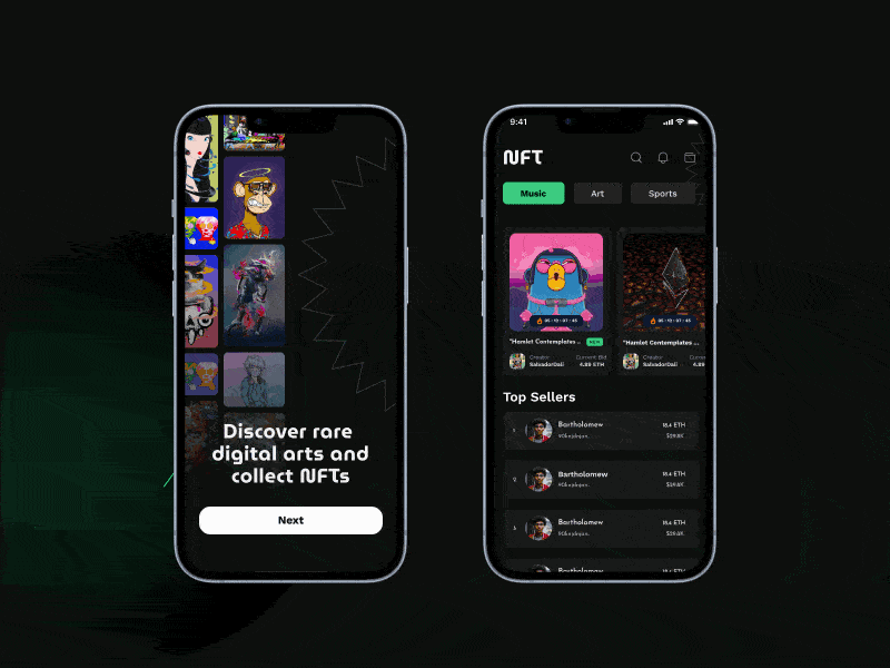 NFT - APP app design gif nft ui ux