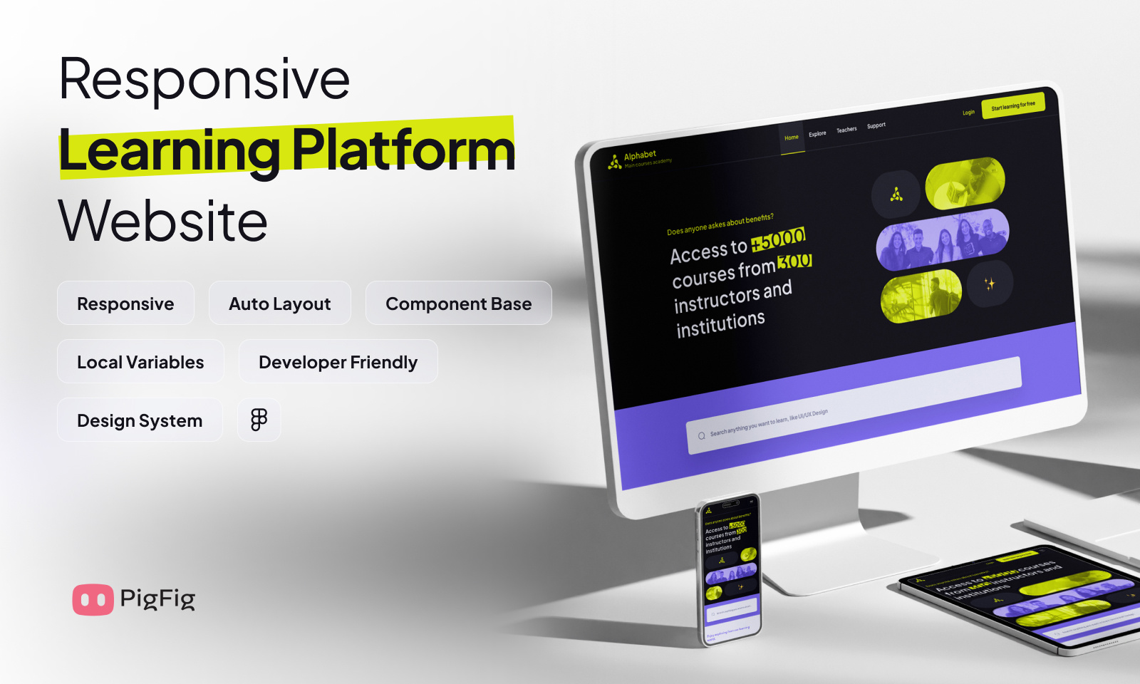 Responsive Learning Platform Website community download figma responsive ui kit website