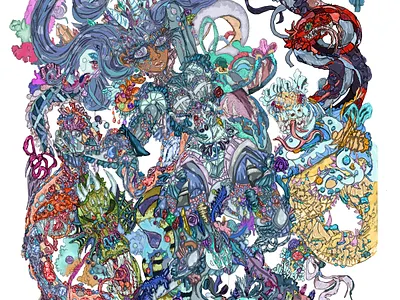 Dreaming Rainbow Ray Seas bubbles dragon fantasy gems magicial girl serphant snakes water