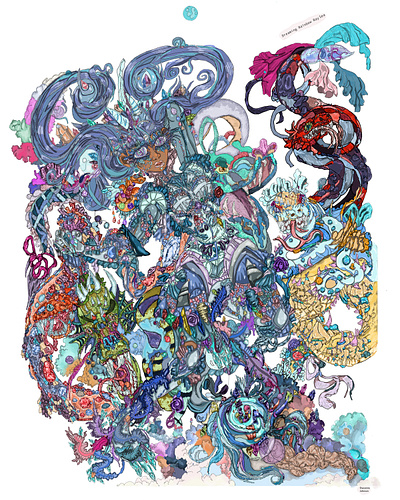 Dreaming Rainbow Ray Seas bubbles dragon fantasy gems magicial girl serphant snakes water