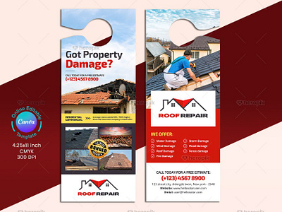 Property Damage Repairing Door Hanger Template Canva canva roof repairing door hanger canva template design canvas door hanger door hanger canva template hail damage alert hail damage alert door hanger reroofing door hanger design roof repairing roof repairing door hanger roofing roofing door hanger