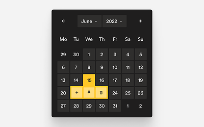 Daily UI 080 - Date Picker app calendar dailyui dark mode date design figma icon illustration picker schedule ui ux yellow
