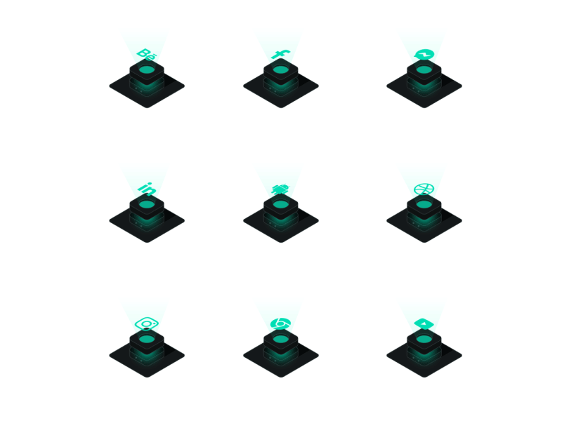 Social media icon isometric Lottie JSON animation animated animation custom json loaded loader loding lottie lottiefilestore preloader