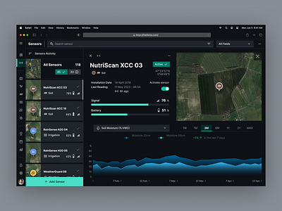 Precision Agriculture Sensors ag agri agriculture app design desktop digital map monitoring nutrient precision product scan sensor sync time ui ui design uiux ux