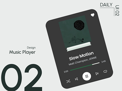 Day 2: Music Player audioexperience cleanui dailyuichallenge darkui minimalistdesign musicapp musicplayerui ui uxdesign