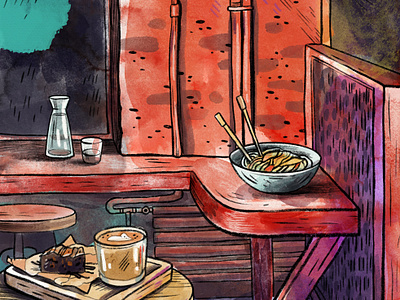 Illustration from Sklad 17 cafe cafe cute flat food illustration interior procreate sketch