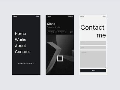 Mobile UI/UX Portfolio branding clean contact dark mode framer menu minimal mobile portfolio project responsive screen template typography ui ux version web design website